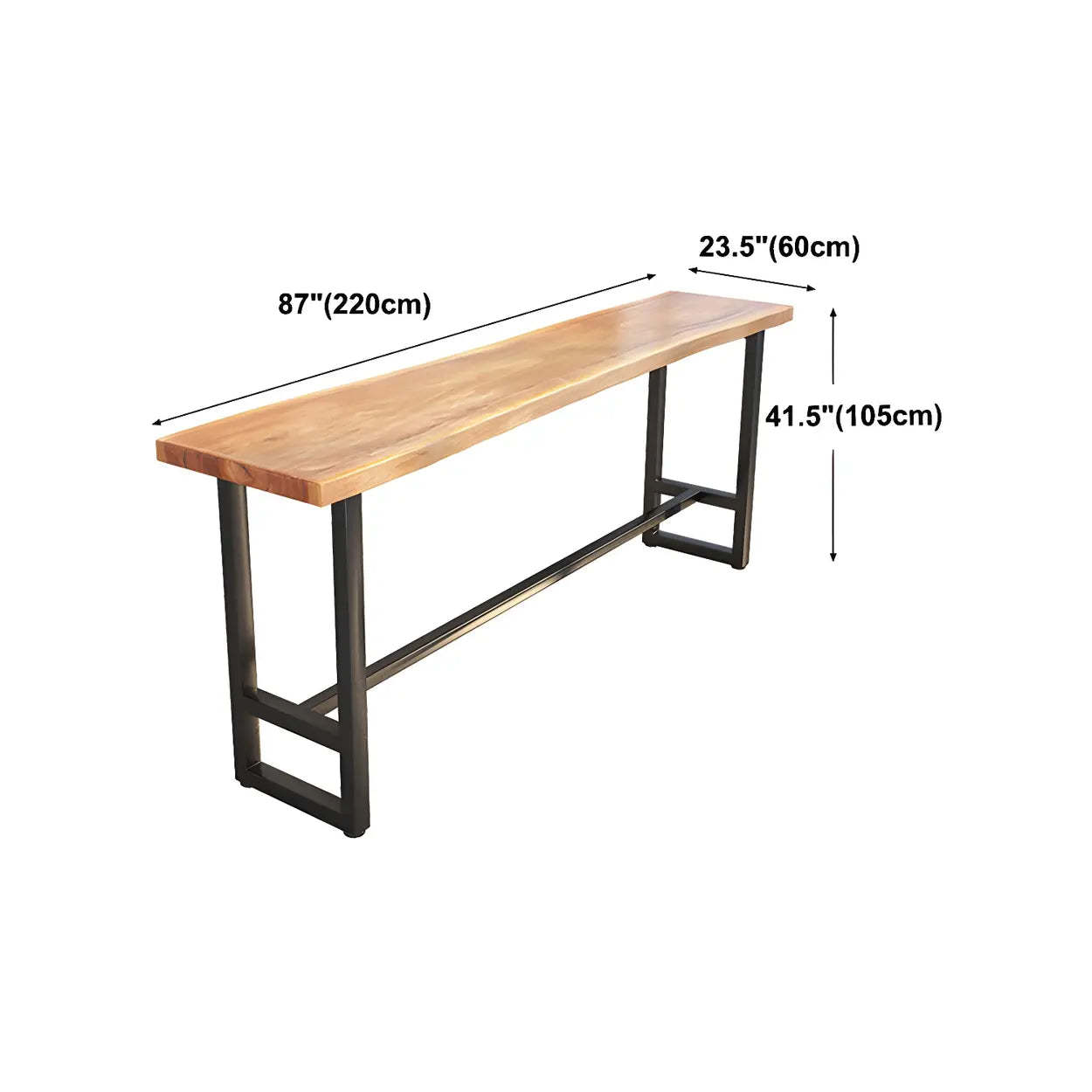 Natural Wood Rectangular Bar Table