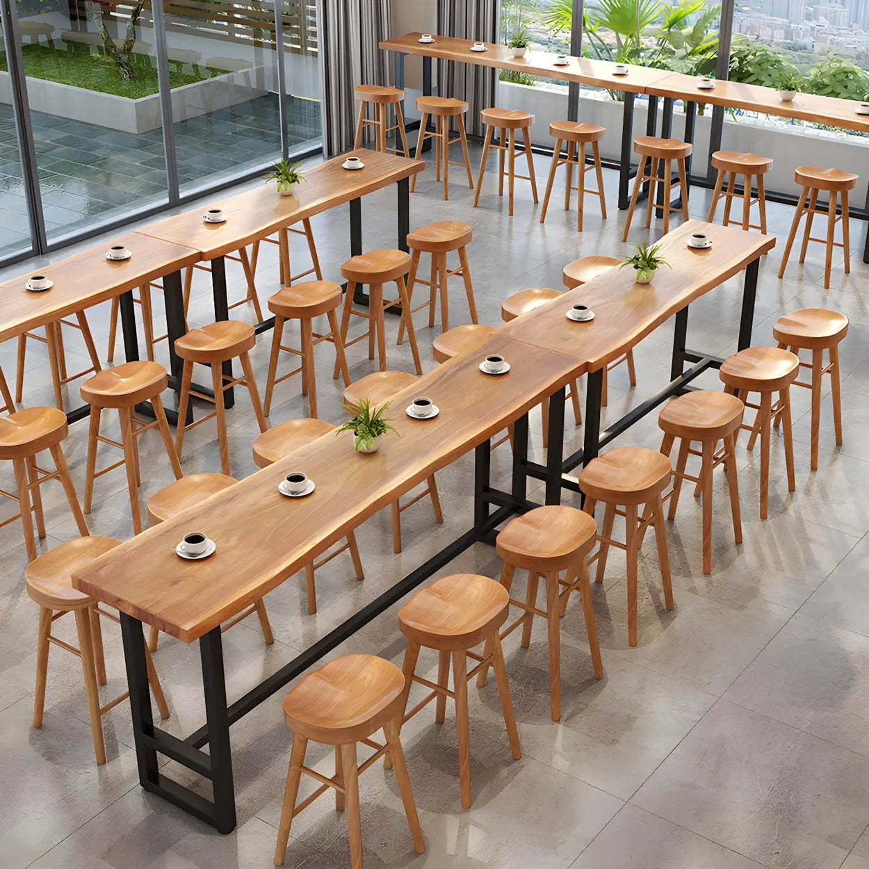 Natural Wood Rectangular Bar Table — Table Only