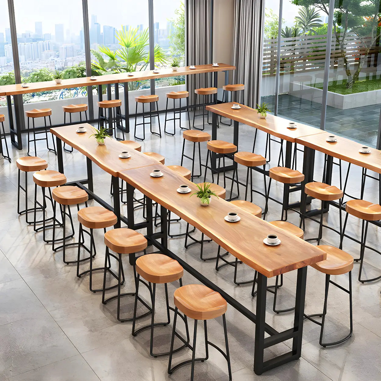 Natural Wood Rectangular Bar Table — Table Only
