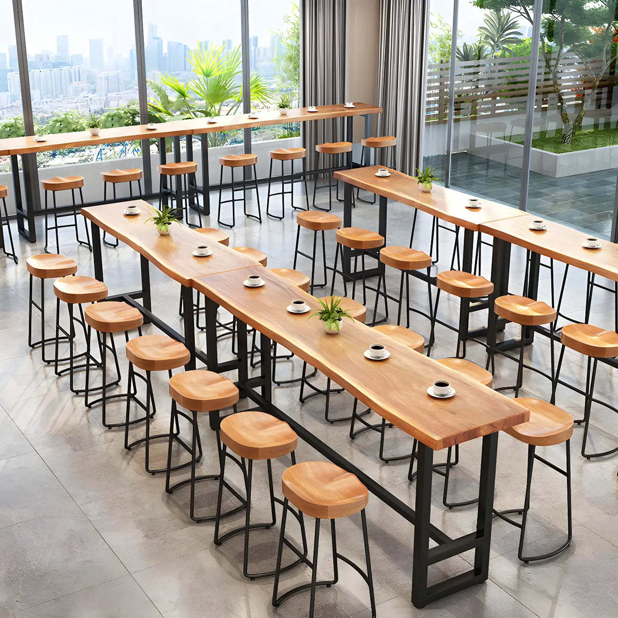 Natural Wood Rectangular Bar Table — Table Only