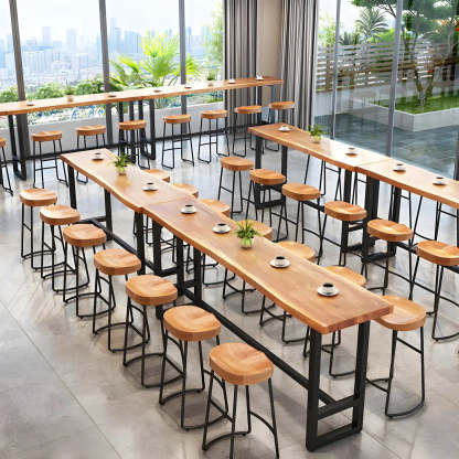 Natural Wood Rectangular Bar Table — Table Only
