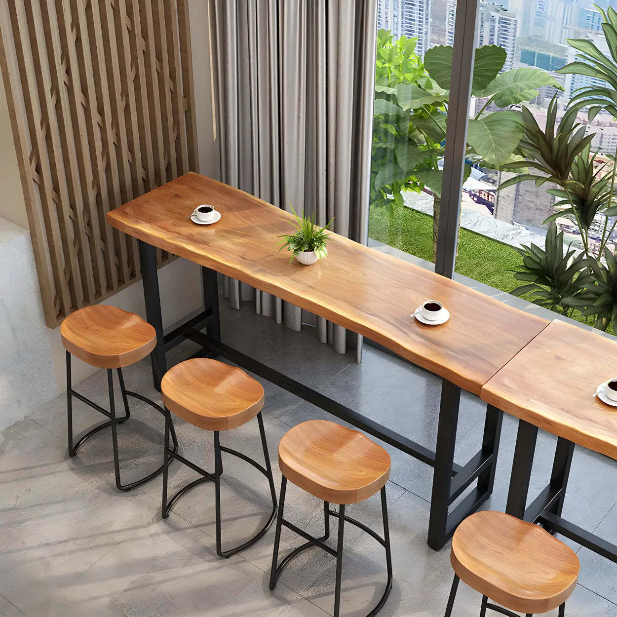 Natural Wood Rectangular Bar Table — Table Only
