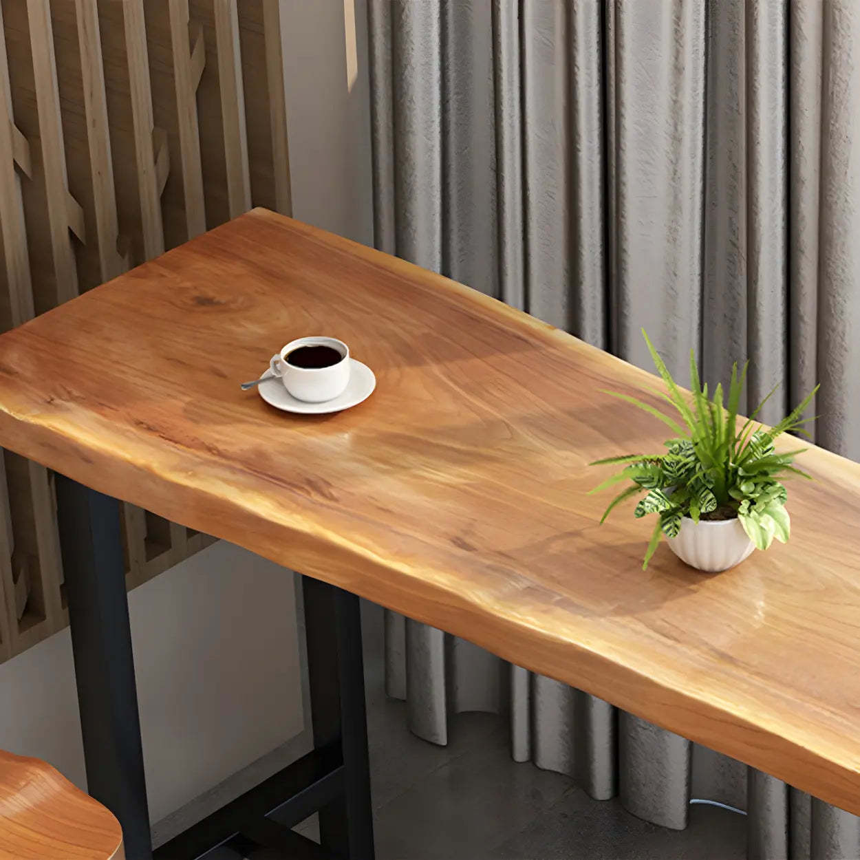 Natural Wood Rectangular Bar Table — Table Only