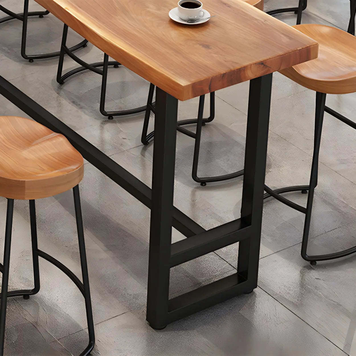 Natural Wood Rectangular Bar Table — Table Only