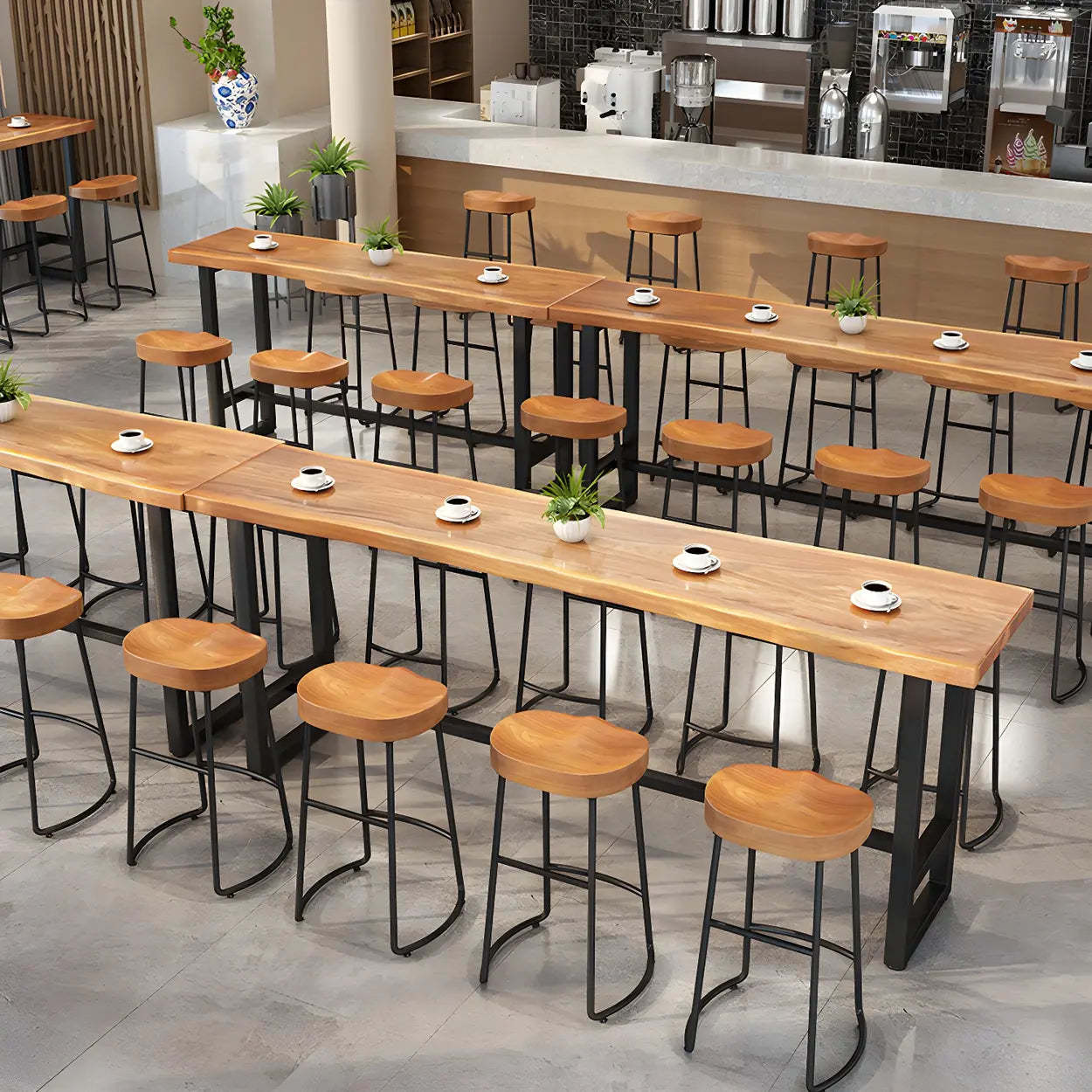 Natural Wood Rectangular Bar Table — Table Only