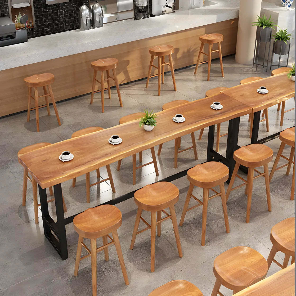Natural Wood Rectangular Bar Table — Table Only