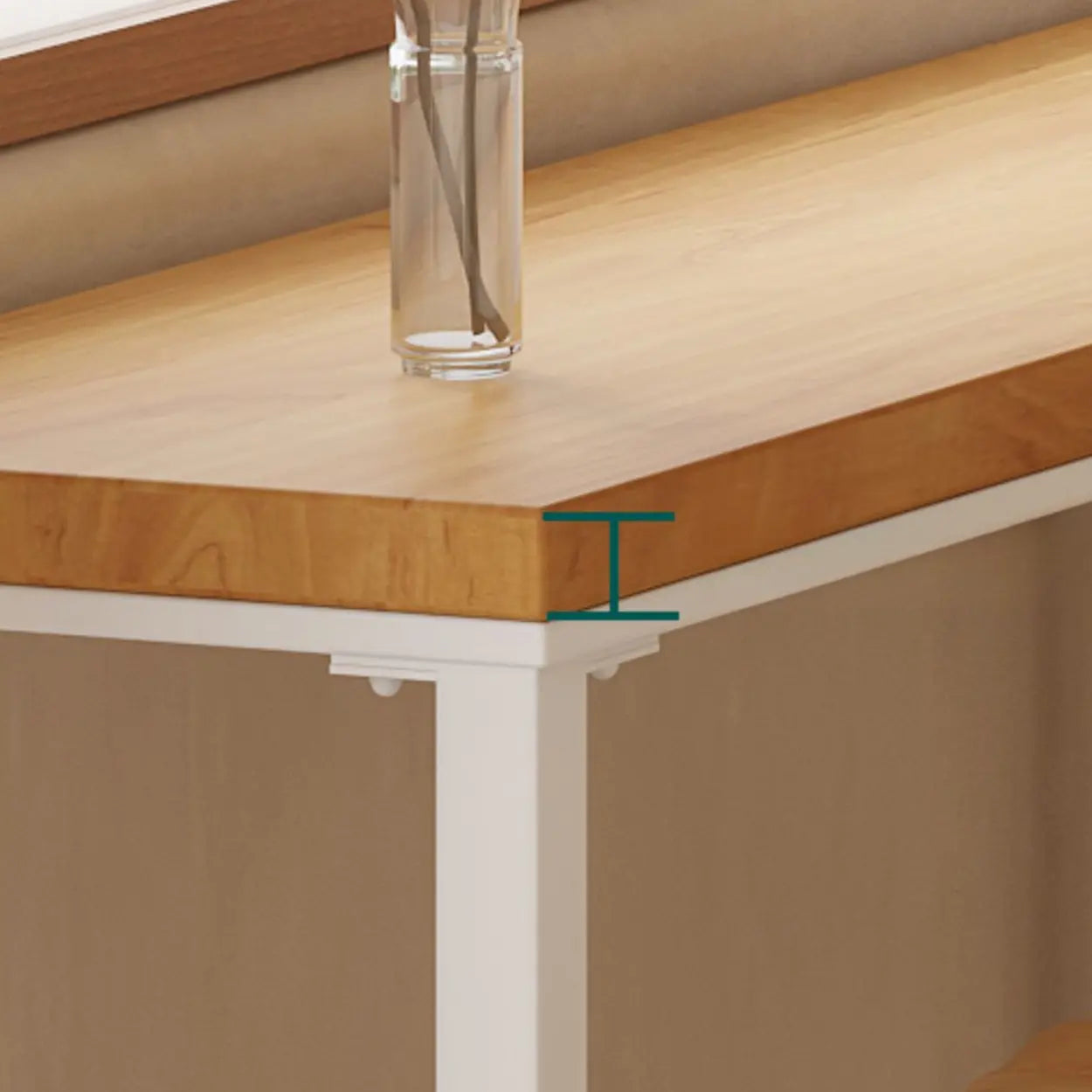 Natural Rectangular Wood Long Bar Table Metal Legs — Table Only