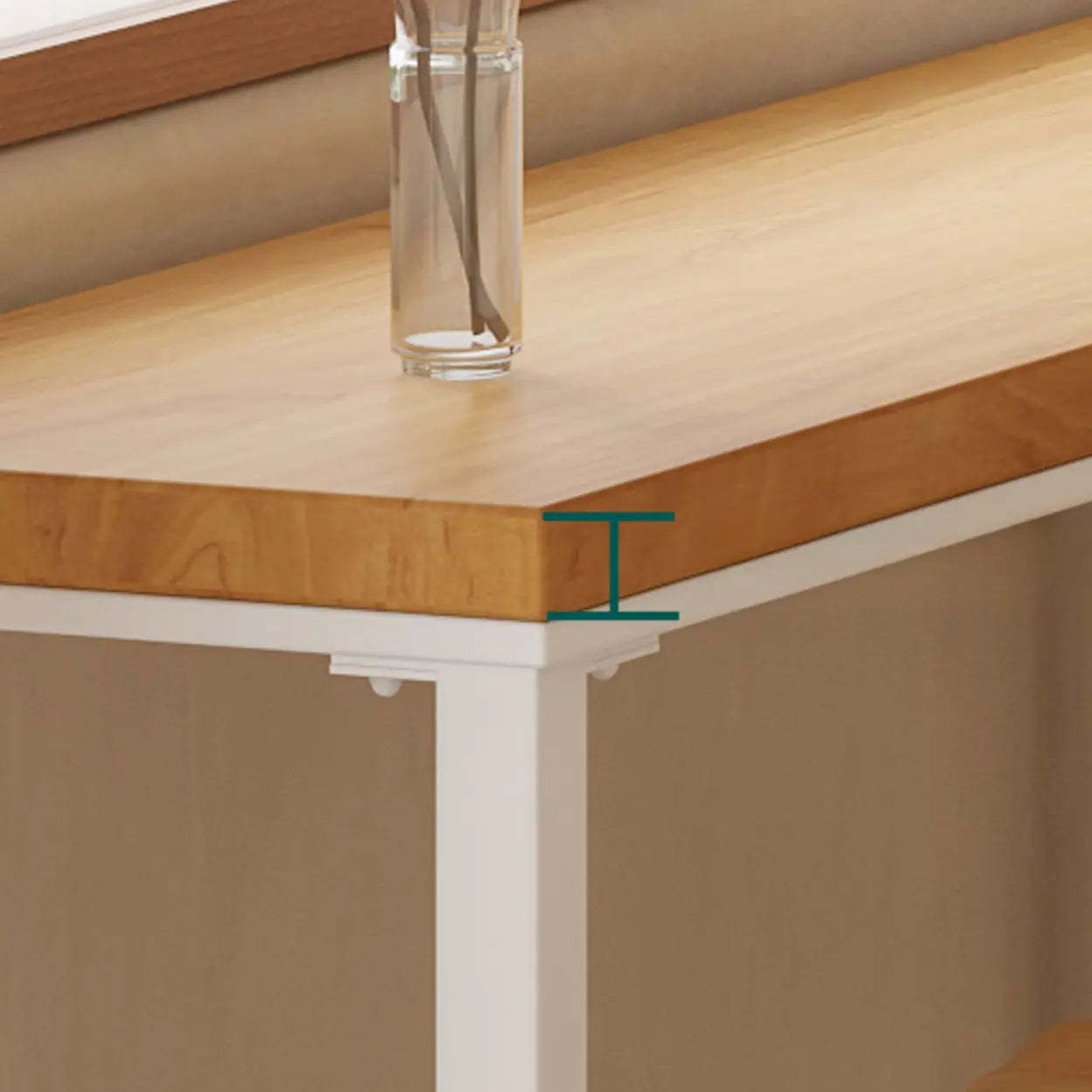 Natural Rectangular Wood Long Bar Table Metal Legs — Table Only