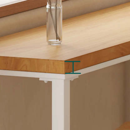 Natural Rectangular Wood Long Bar Table Metal Legs — Table Only