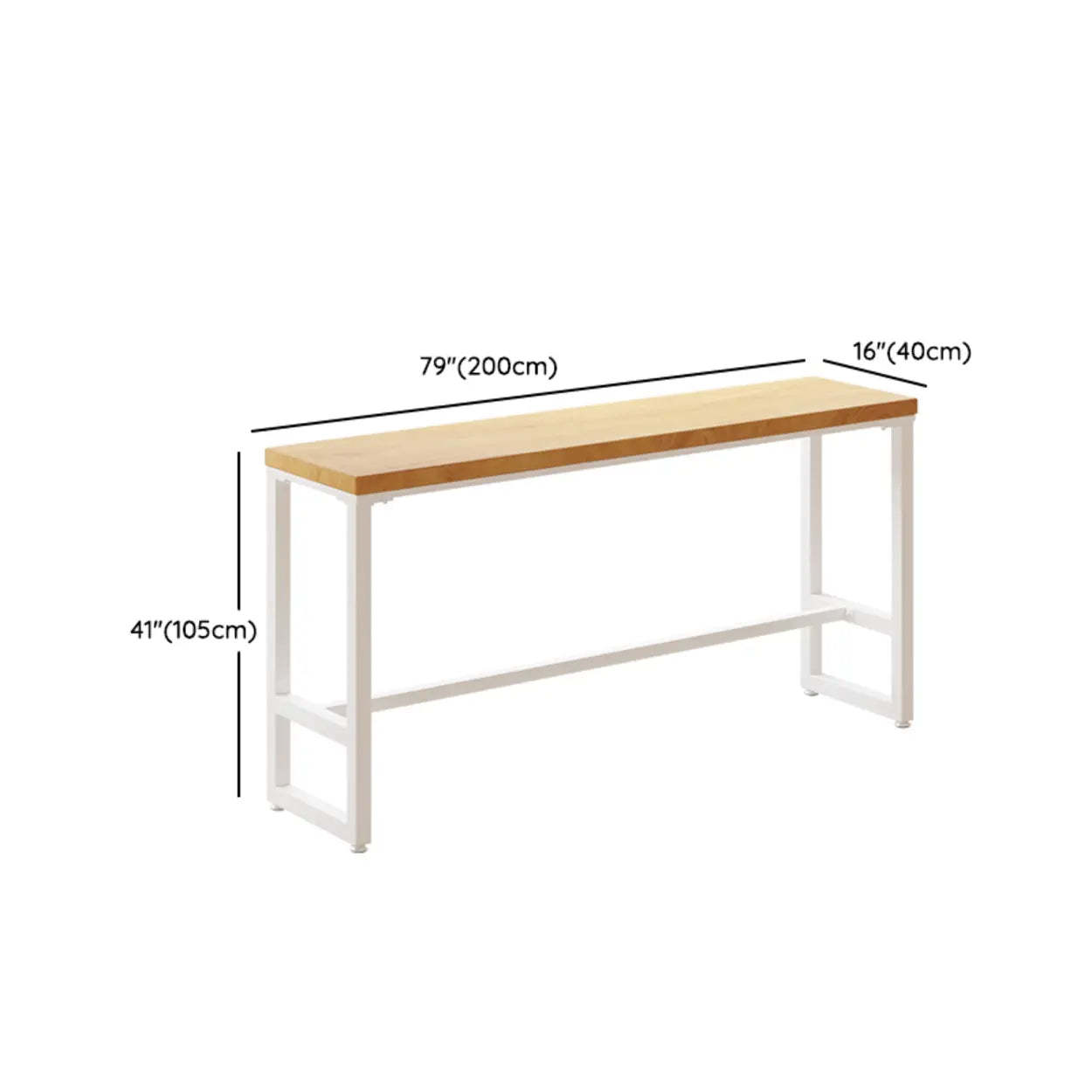 Natural Rectangular Wood Long Bar Table Metal Legs — Table Only