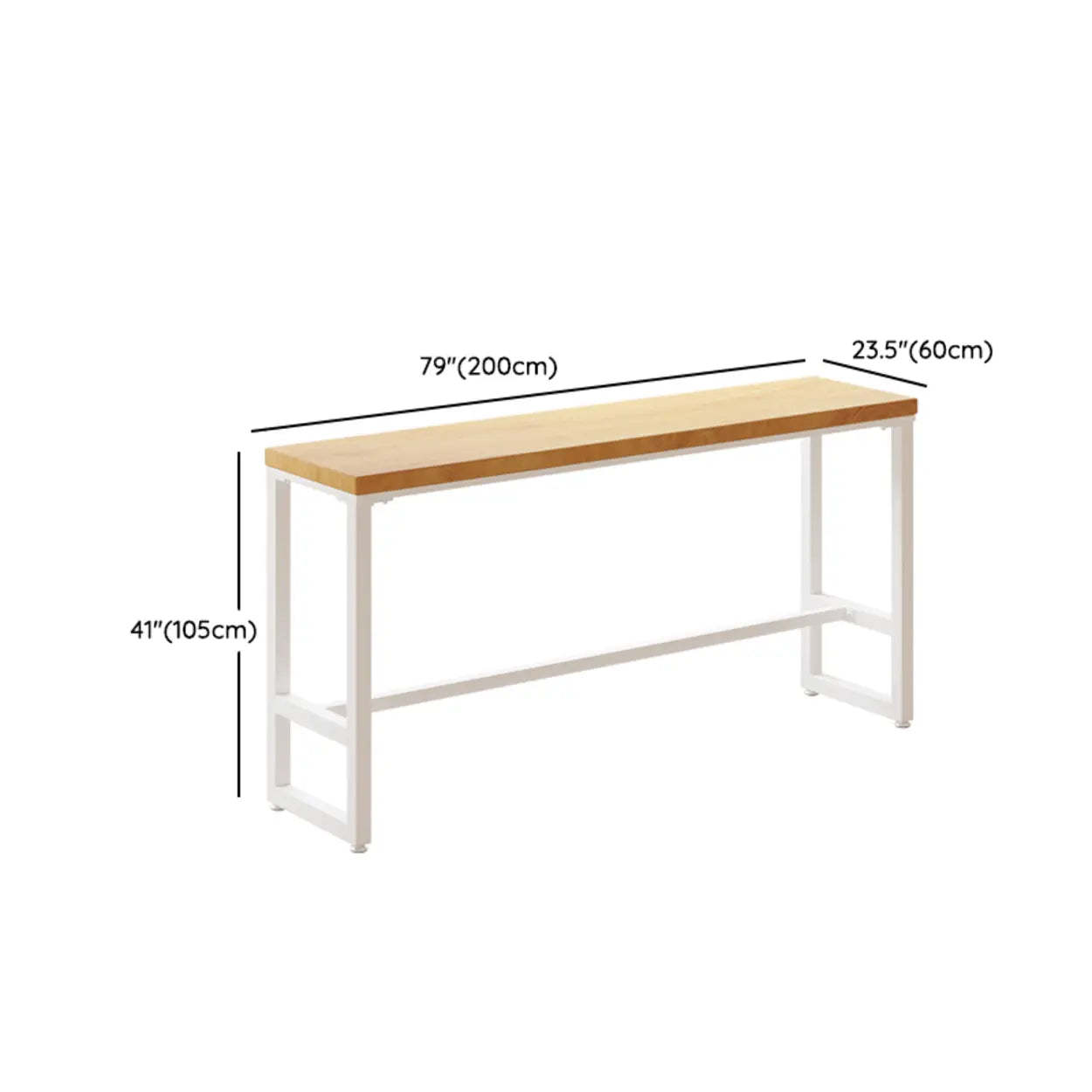 Natural Rectangular Wood Long Bar Table Metal Legs