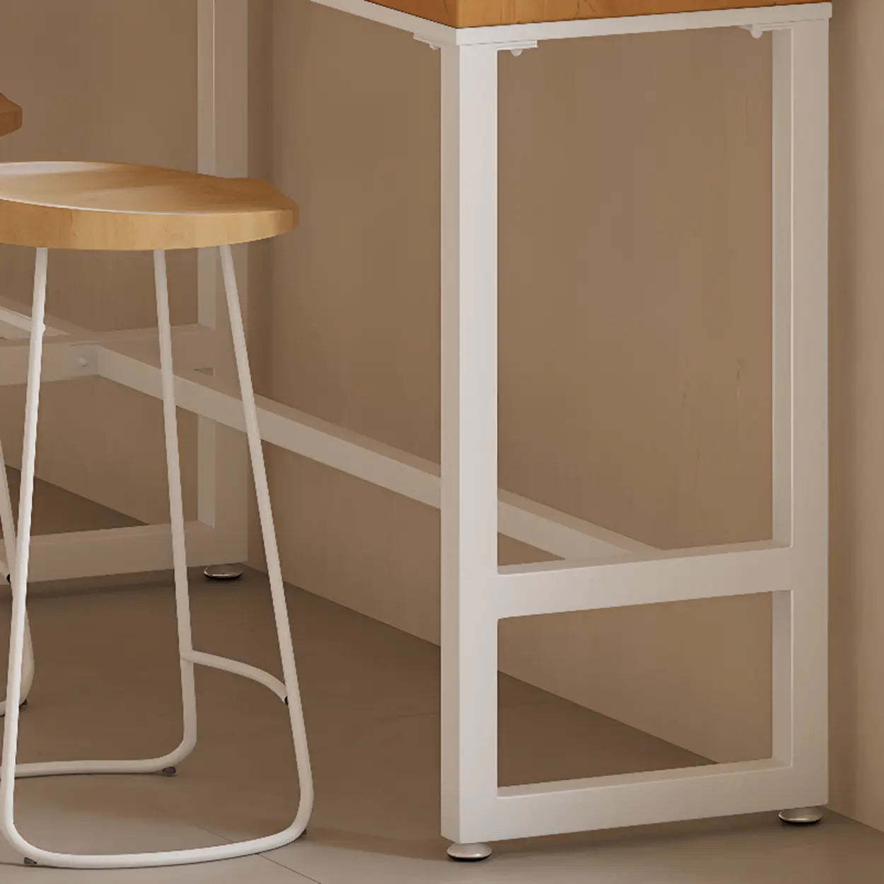 Natural Rectangular Wood Long Bar Table Metal Legs — Table Only