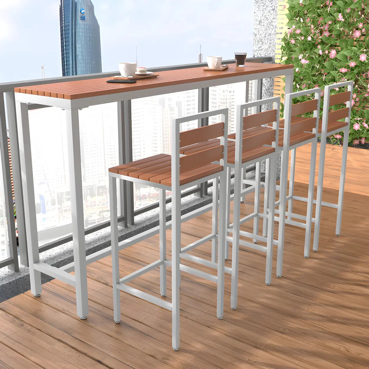 Natural Rectangular Wood Tall Bar Bistro Table