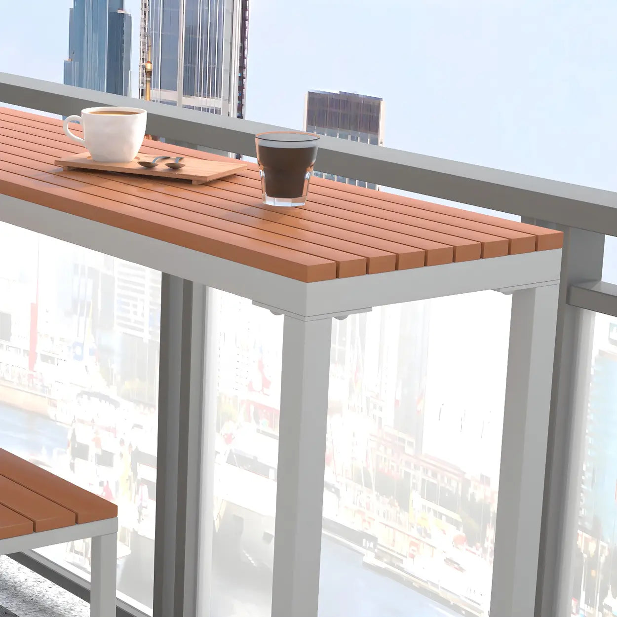 Natural Rectangular Wood Tall Bar Bistro Table — Without Chairs / Black