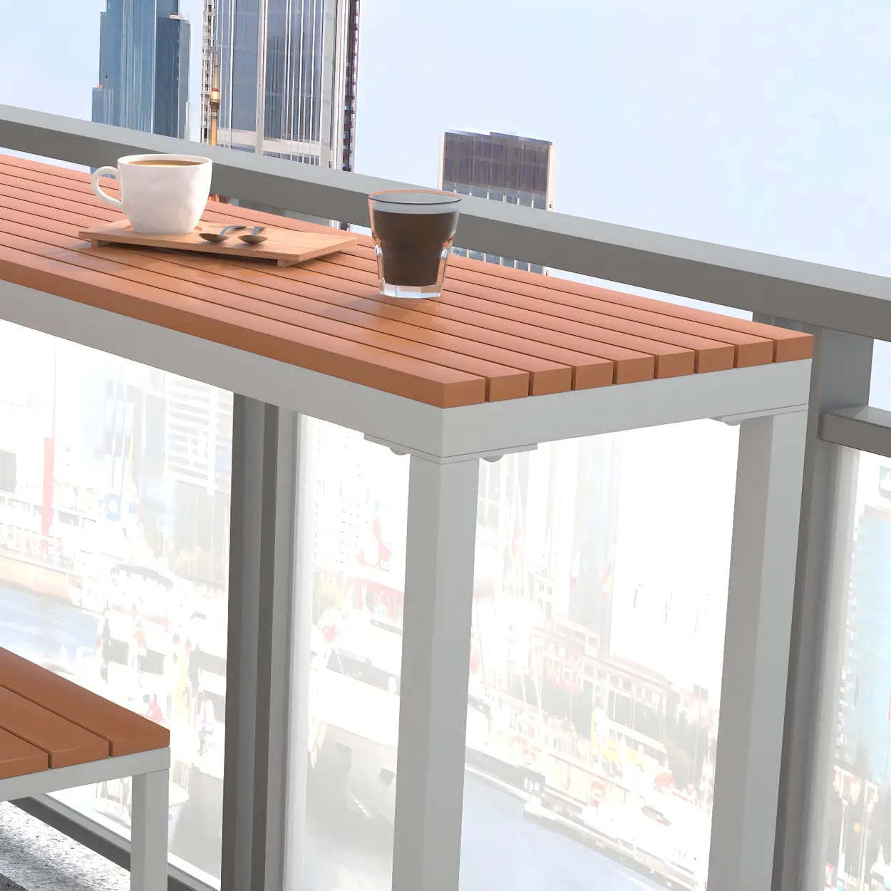 Natural Rectangular Wood Tall Bar Bistro Table — Without Chairs / Black