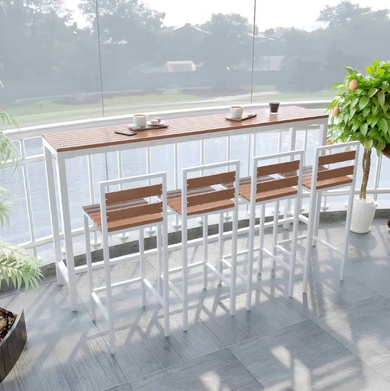 Natural Rectangular Wood Tall Bar Bistro Table — Without Chairs / Natural Finish