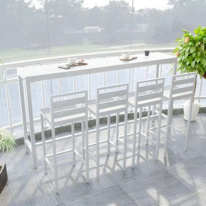 Natural Rectangular Wood Tall Bar Bistro Table — Without Chairs / White