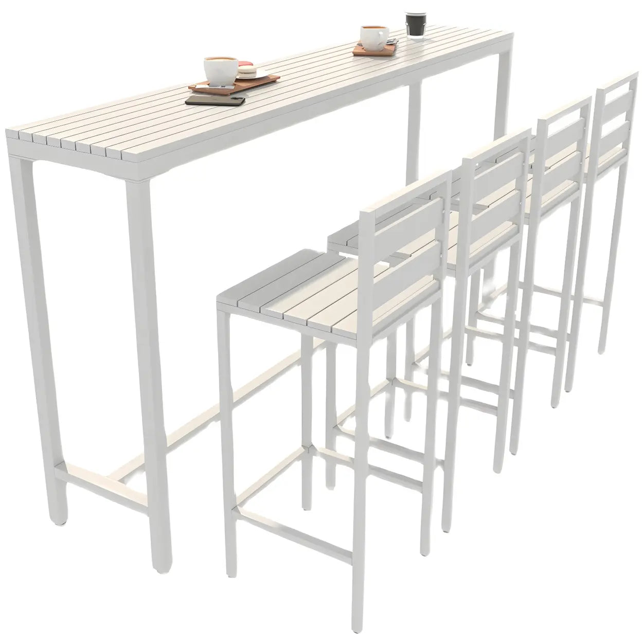 Natural Rectangular Wood Tall Bar Bistro Table — Without Chairs / Black