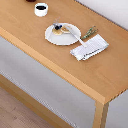 Natural Wood Tall Pub Bar Table with Footrest — Natural Finish / Without Chairs