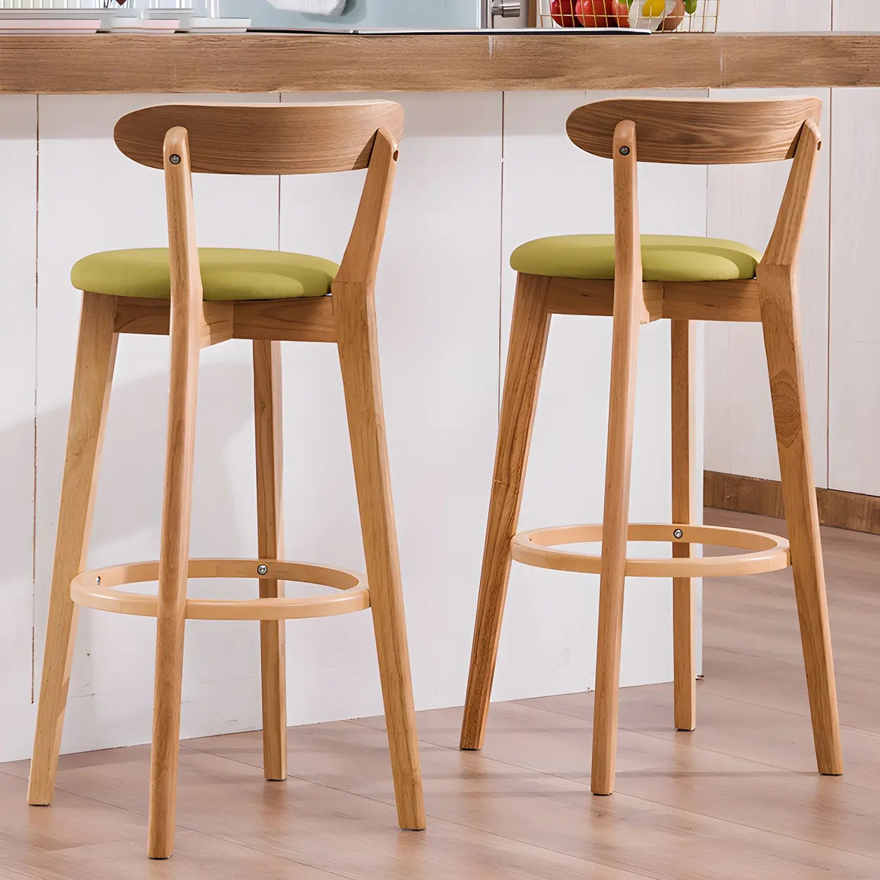 Cotton Backrest Wood Bar Stool