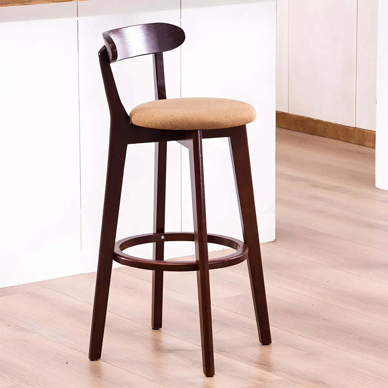 Cotton Backrest Wood Bar Stool