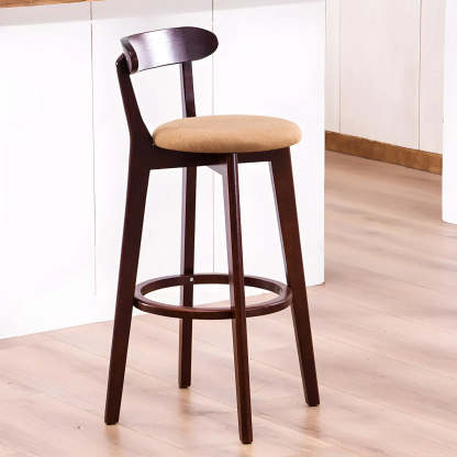 Cotton Backrest Wood Bar Stool