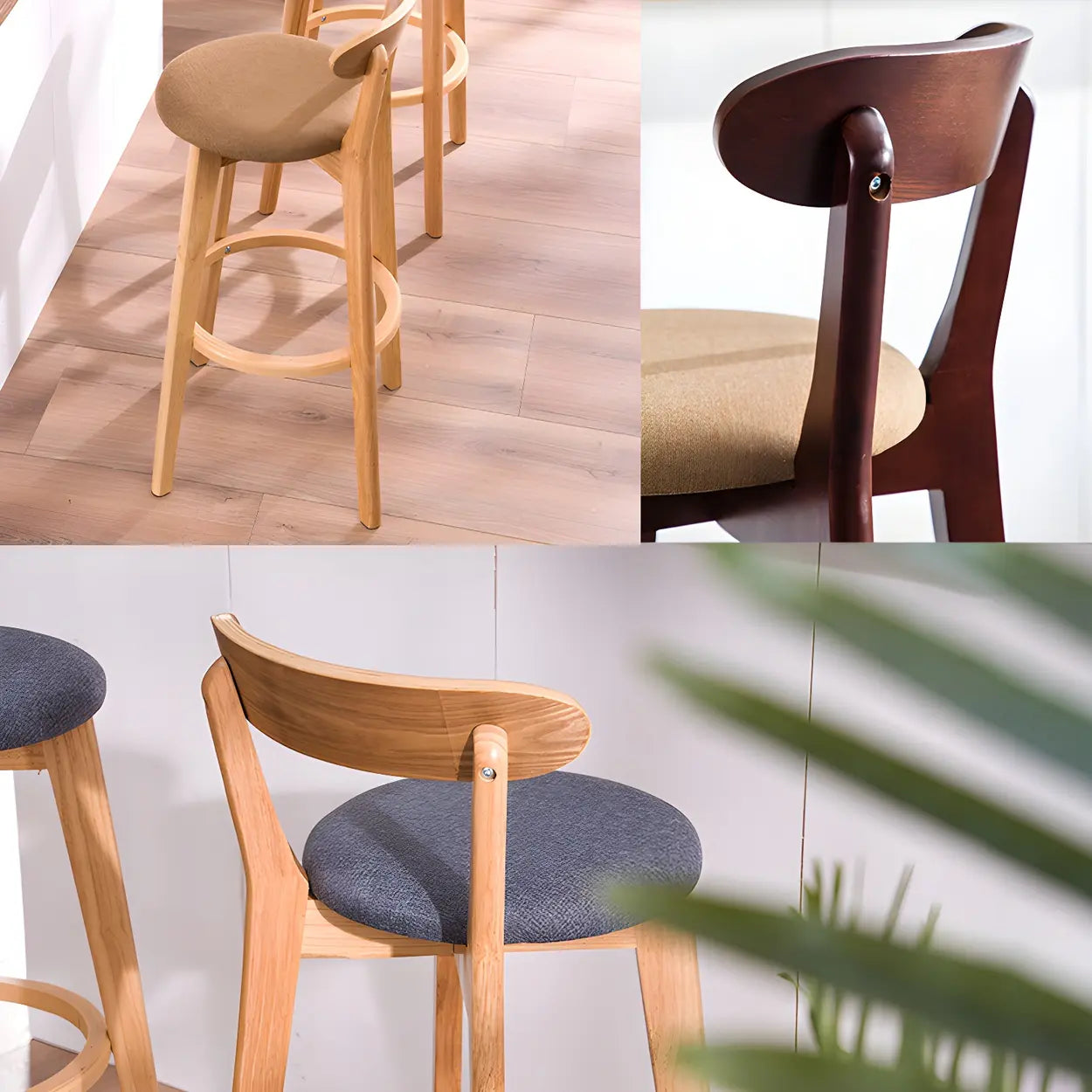 Cotton Backrest Wood Bar Stool