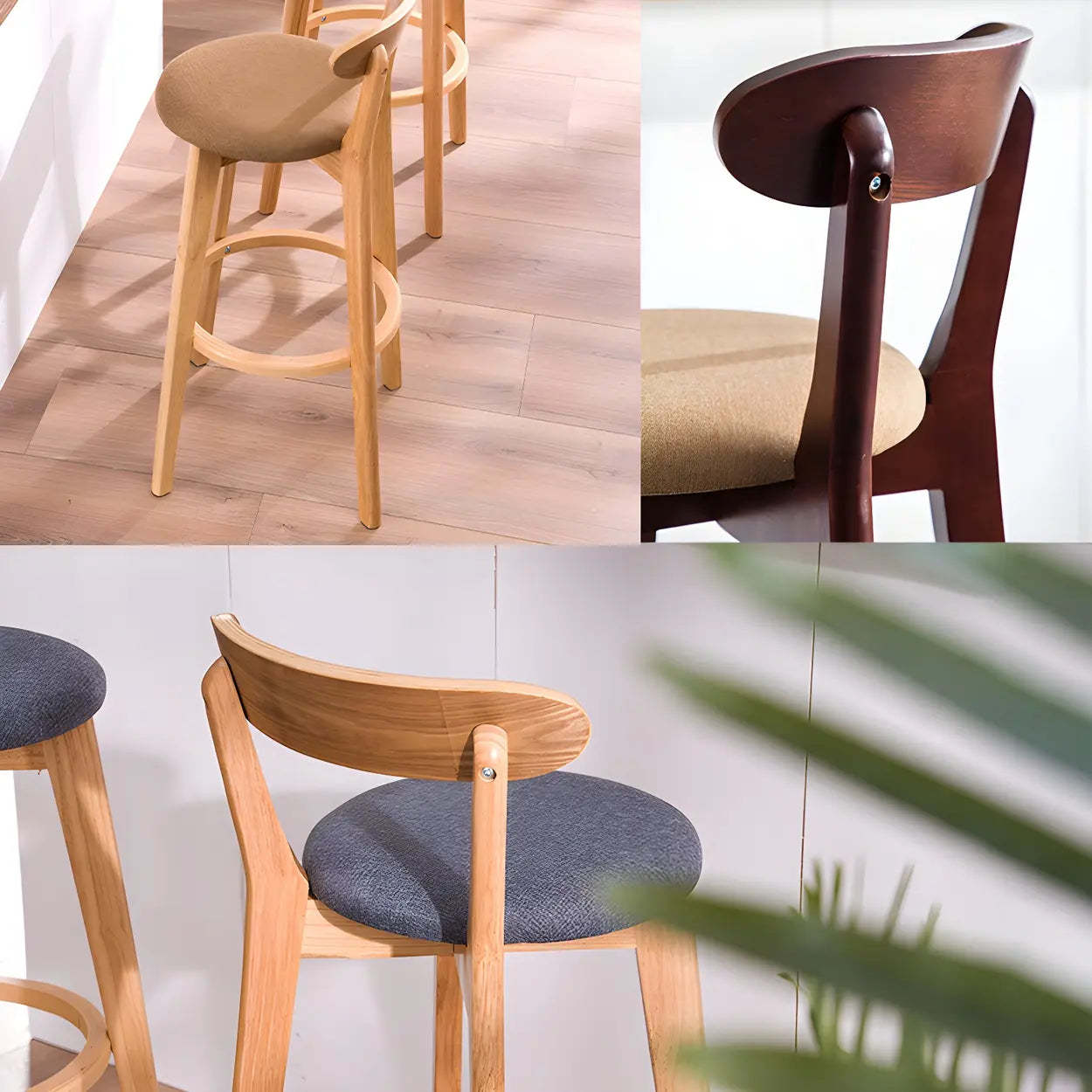 Cotton Backrest Wood Bar Stool