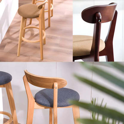 Cotton Backrest Wood Bar Stool