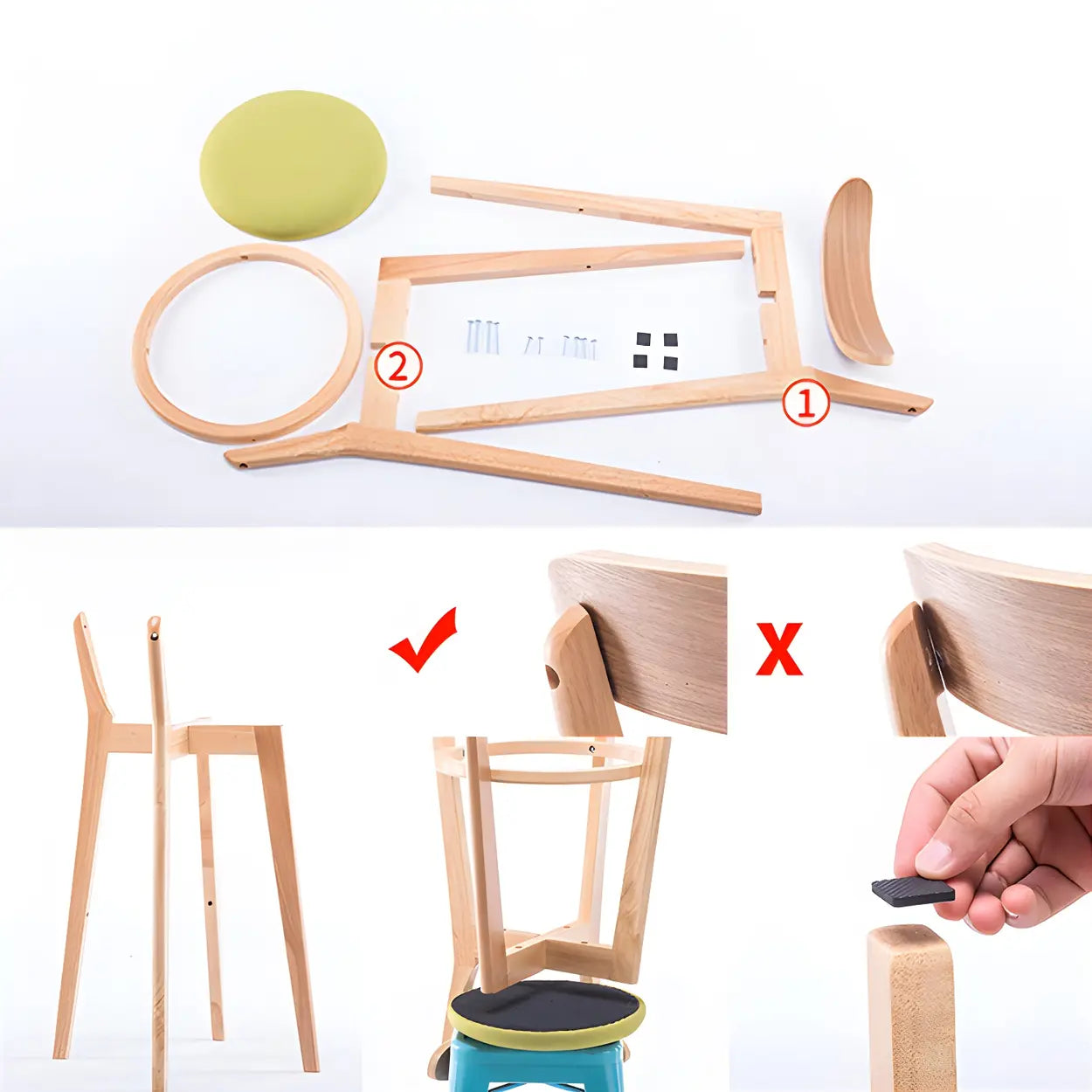Cotton Backrest Wood Bar Stool