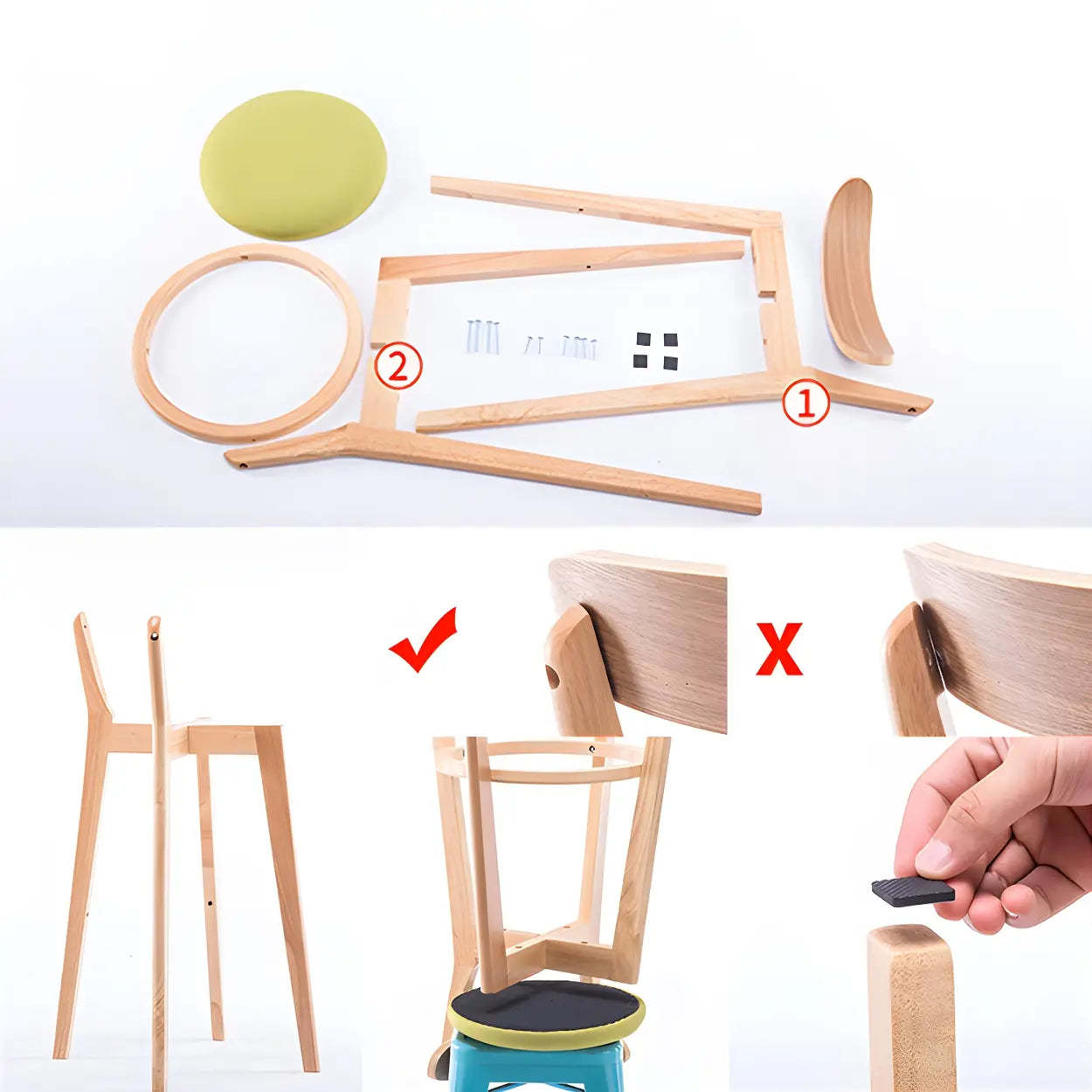 Cotton Backrest Wood Bar Stool