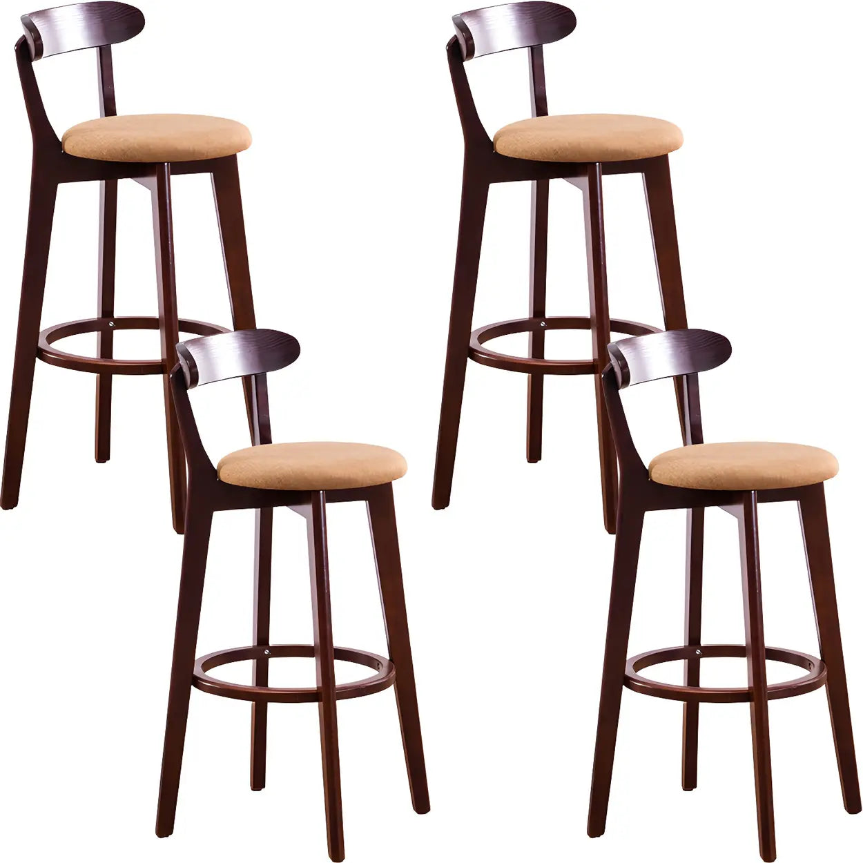 Cotton Backrest Wood Bar Stool