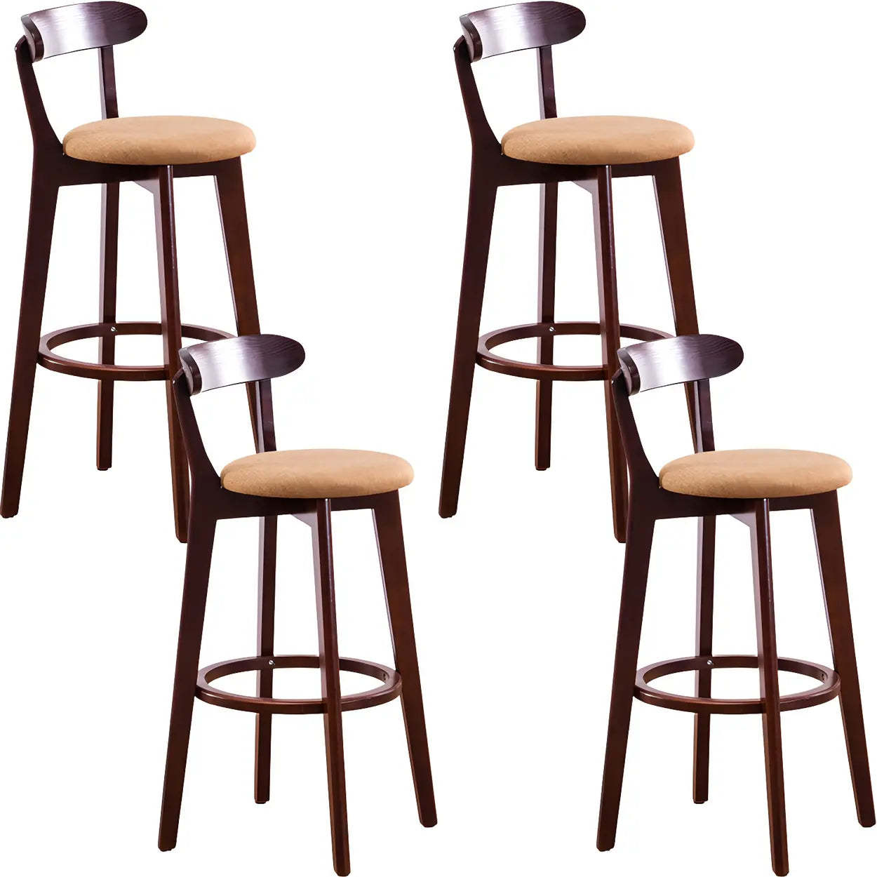 Cotton Backrest Wood Bar Stool