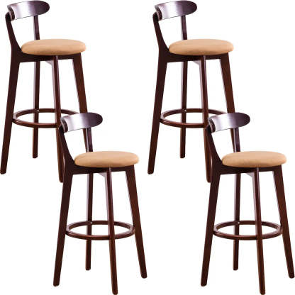 Cotton Backrest Wood Bar Stool