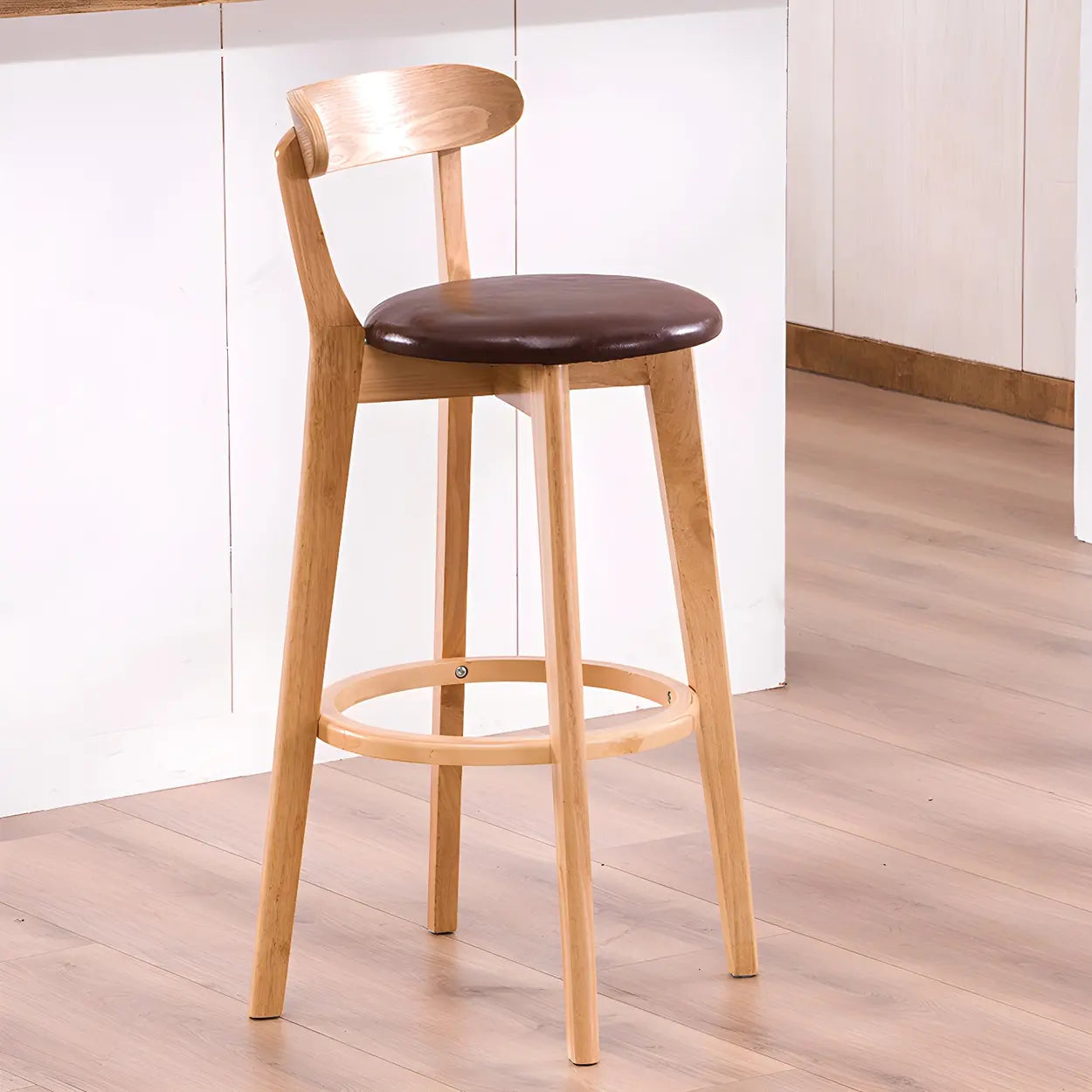 Cotton Backrest Wood Bar Stool