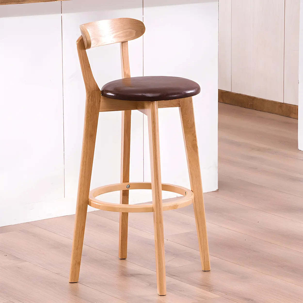 Cotton Backrest Wood Bar Stool