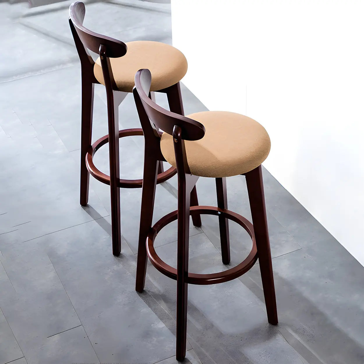 Cotton Backrest Wood Bar Stool