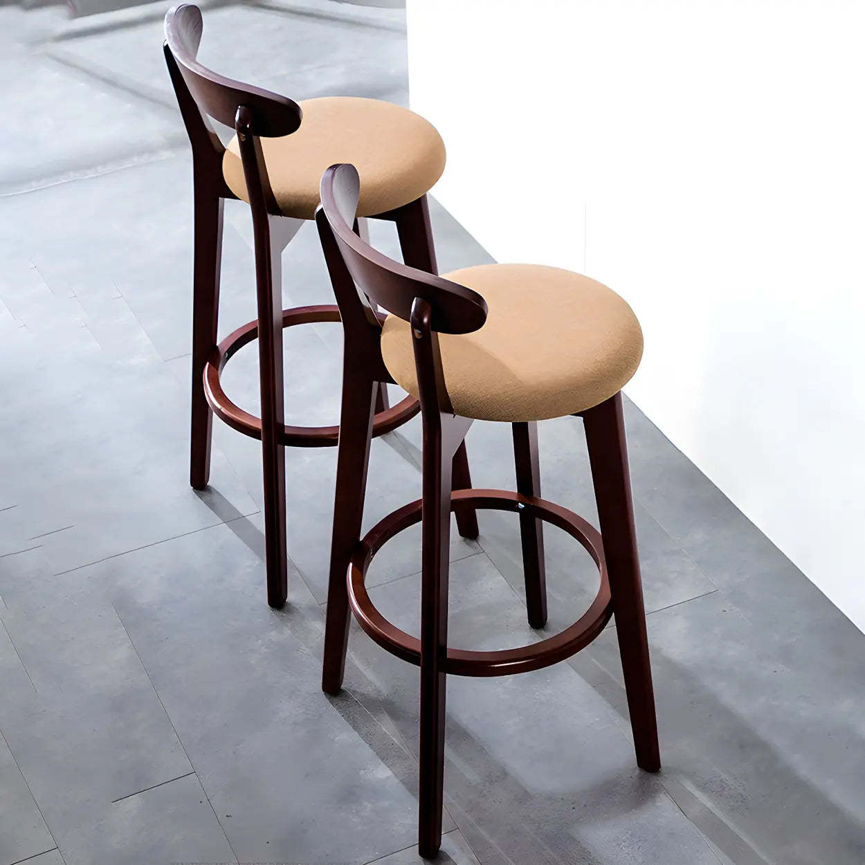 Cotton Backrest Wood Bar Stool