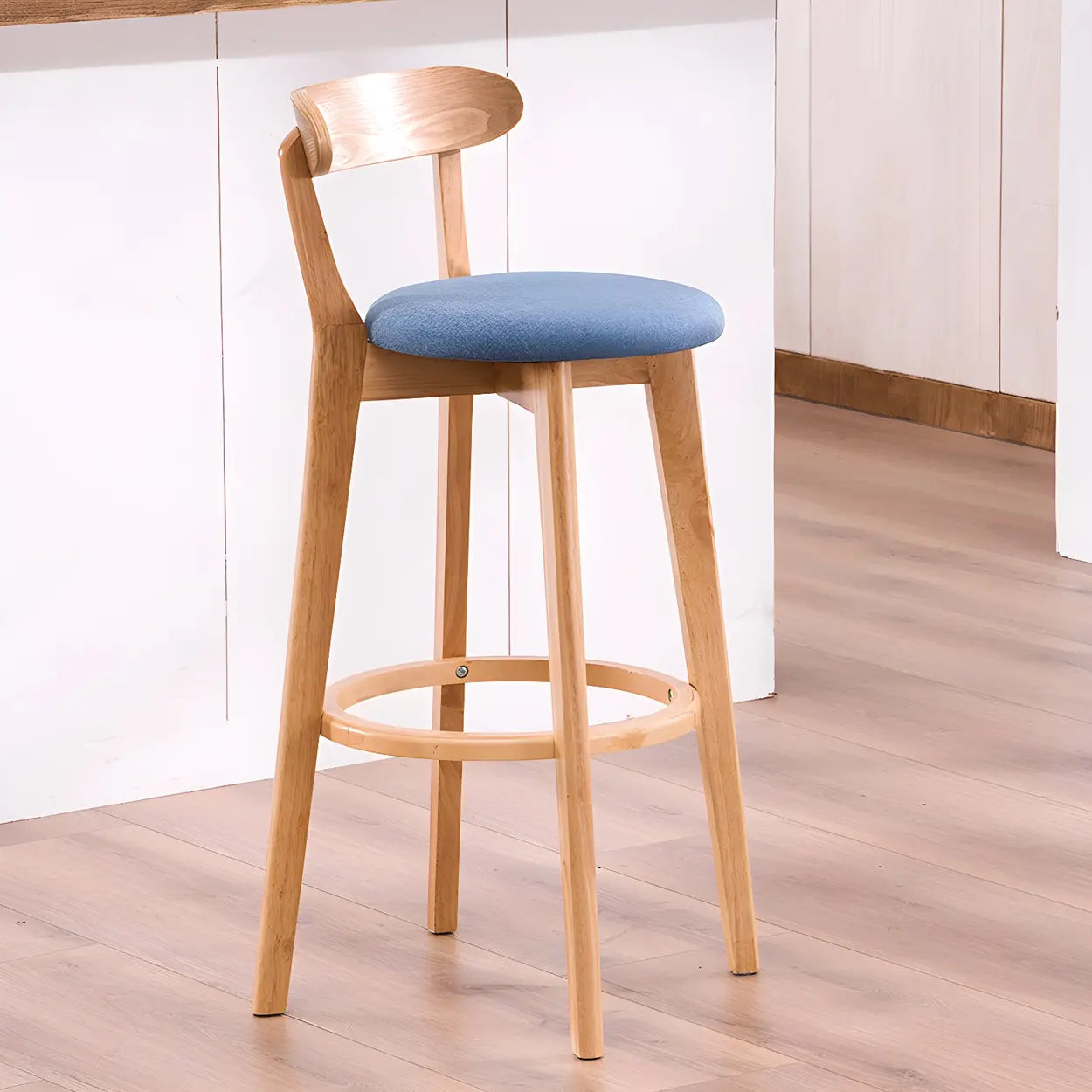 Cotton Backrest Wood Bar Stool