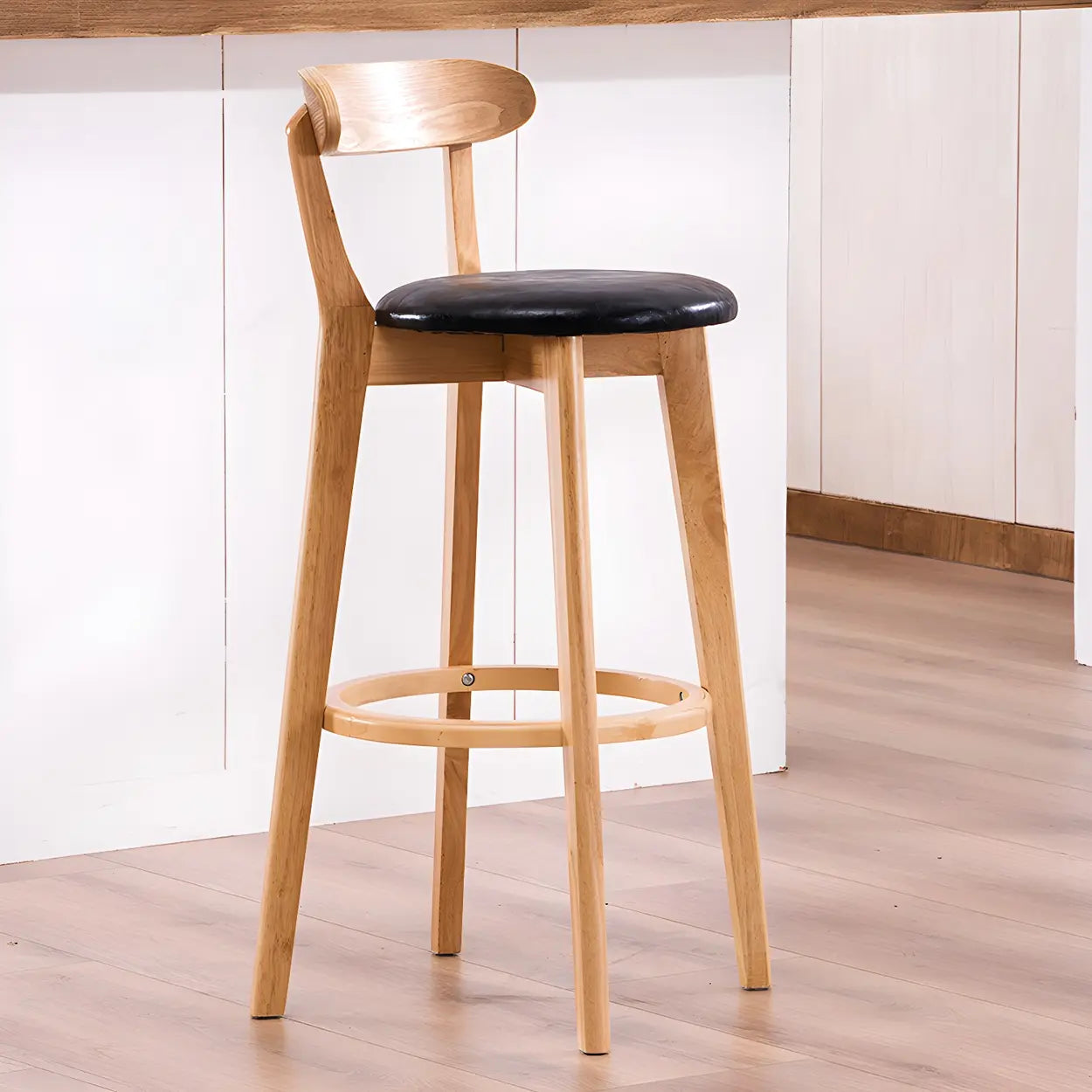 Cotton Backrest Wood Bar Stool