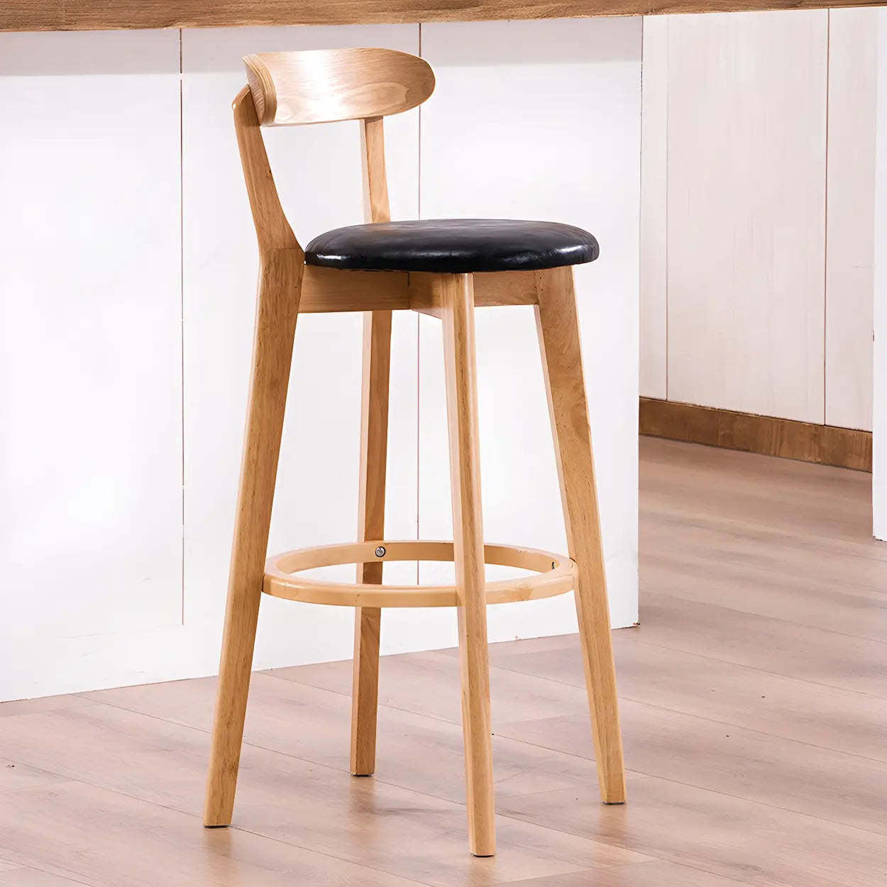 Cotton Backrest Wood Bar Stool