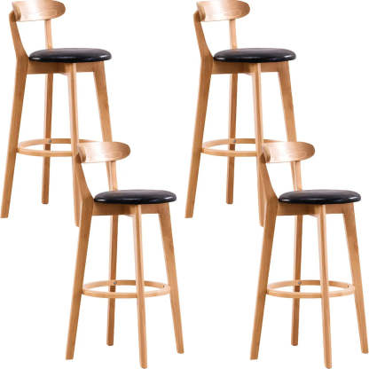 Cotton Backrest Wood Bar Stool