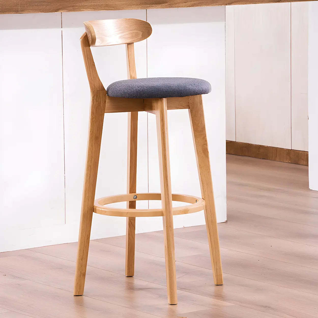 Cotton Backrest Wood Bar Stool