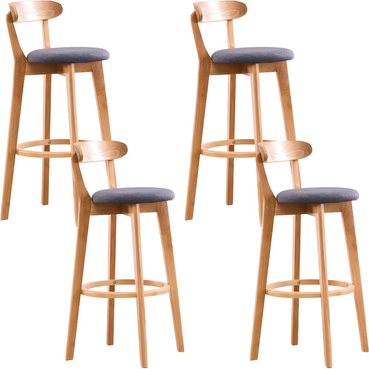 Cotton Backrest Wood Bar Stool