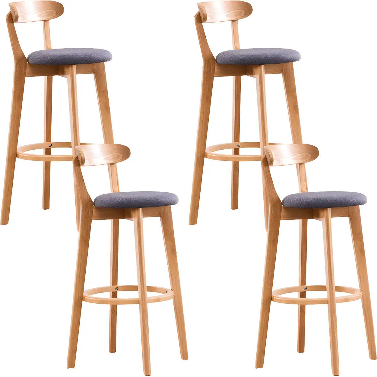 Cotton Backrest Wood Bar Stool