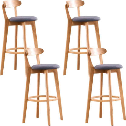 Cotton Backrest Wood Bar Stool