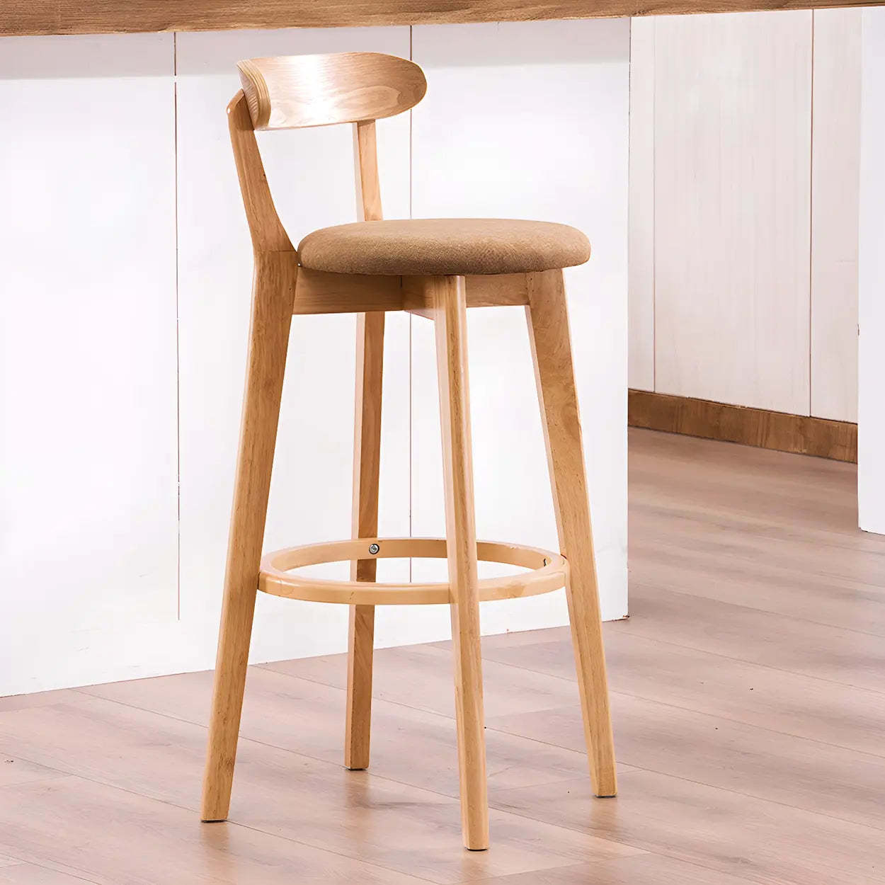 Cotton Backrest Wood Bar Stool