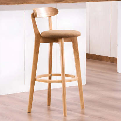 Cotton Backrest Wood Bar Stool