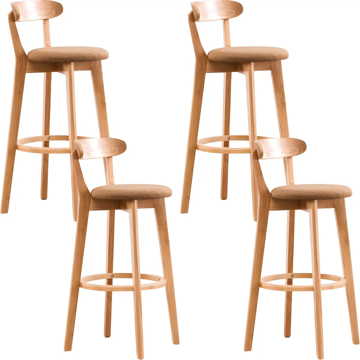 Cotton Backrest Wood Bar Stool