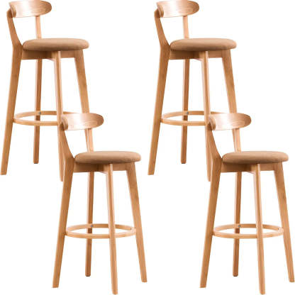Cotton Backrest Wood Bar Stool